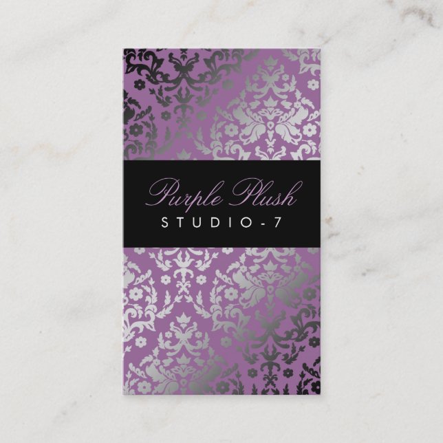 311 Dazzling Damask Purple Plush Business Card (Front)