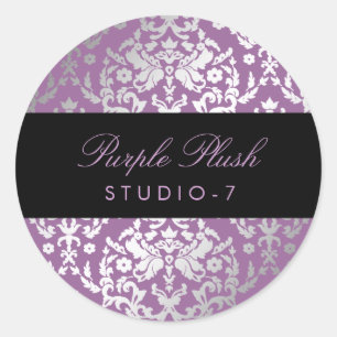 311 Dazzling Damask Purple Plush Classic Round Sticker