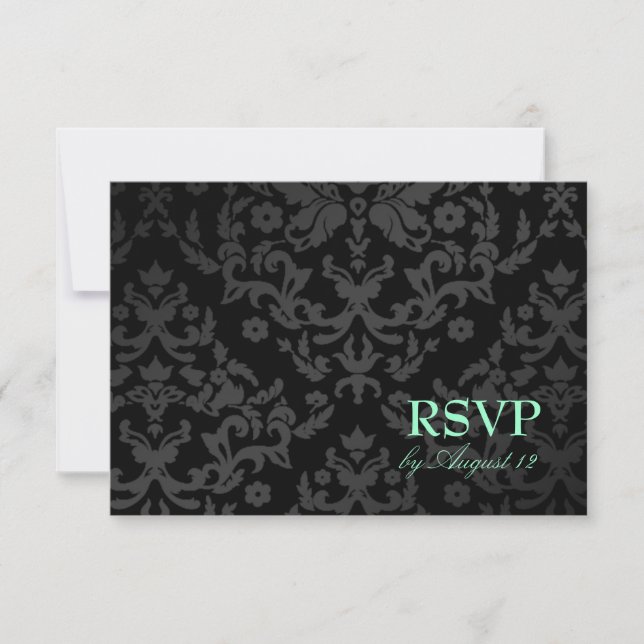311 Dazzling Damask Turquoise RSVP Small Card (Front)
