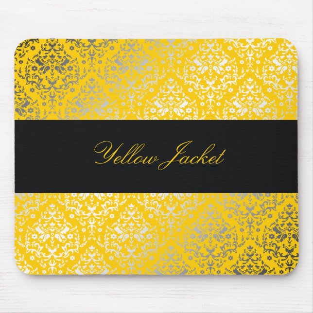 311-Dazzling Damask Yellow Jacket Mouse Pad (Front)