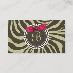 311-Delectably Sweet Chocolate Moss Zebra Bow Business Card