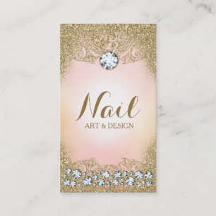 311 Diamond Vintage Glam Gold Glitter Pink Business Card