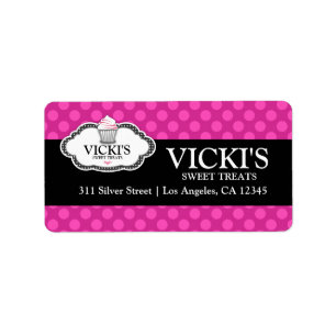 311 Divine Cupcake Pink Dots Address Labels
