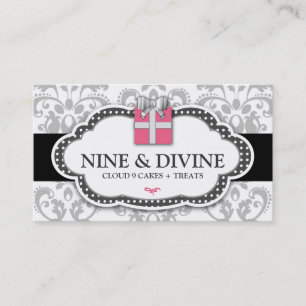 311 Divine Grey White Damask Gift Box Business Card