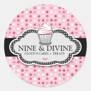 311 Divine Pink Polka Dot Cupcakes Classic Round Sticker