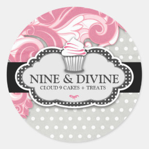 311 Divine Pink Swirl Polka Dot Cupcakes Classic Round Sticker
