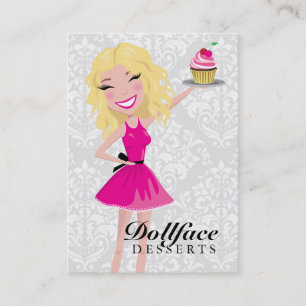 311 Dollface Desserts Blondie Damask 3.5 x 2 Business Card