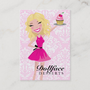 311 Dollface Desserts Blondie Pink Damask 3.5 x 2 Business Card