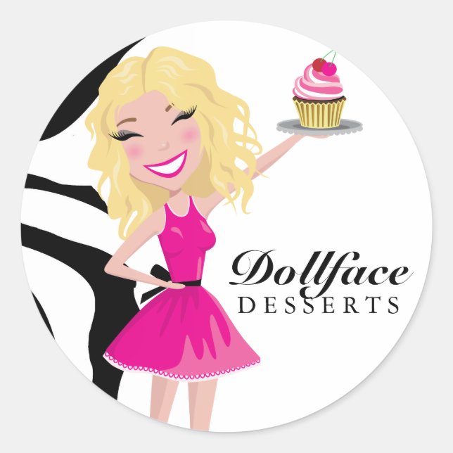 311 Dollface Desserts Blondie Zebra Classic Round Sticker (Front)