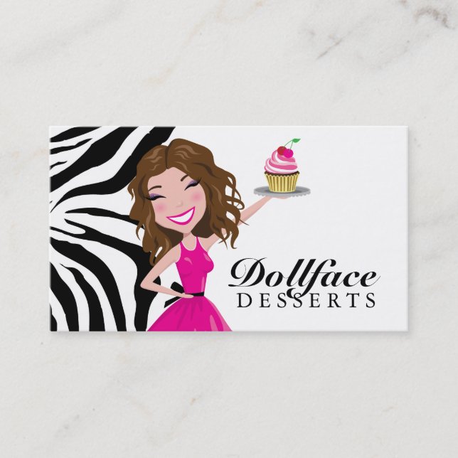 311 Dollface Desserts Brownie Zebra Business Card (Front)