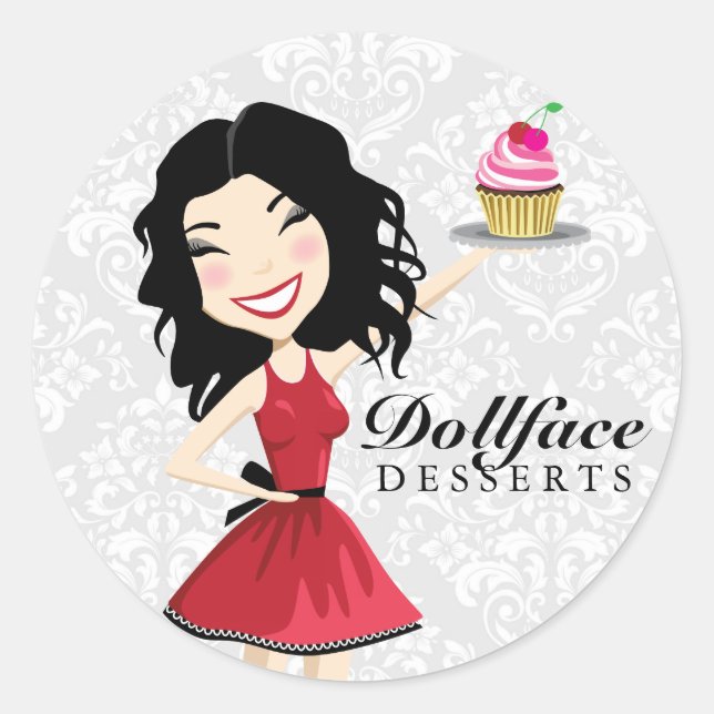 311 Dollface Desserts Kimmie Damask Classic Round Sticker (Front)