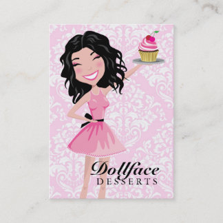 311 Dollface Desserts Kohlie Pink Damask 3.5 x 2 Business Card