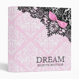 311 Dream in Leopard & Lace Girly Pink Damask Binder