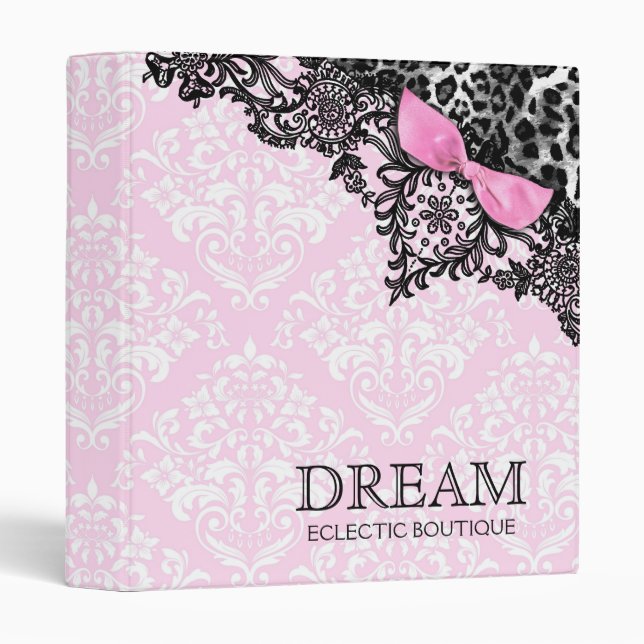311 Dream in Leopard & Lace Girly Pink Damask Binder (Front/Spine)