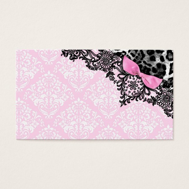 311 Dream in Leopard & Lace Girly Pink Name Card (Devant)