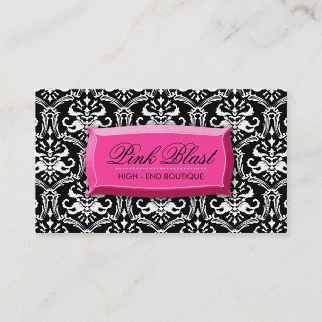 311 Elegant Pink Blast Damask Hott Pink Business Card (Front)