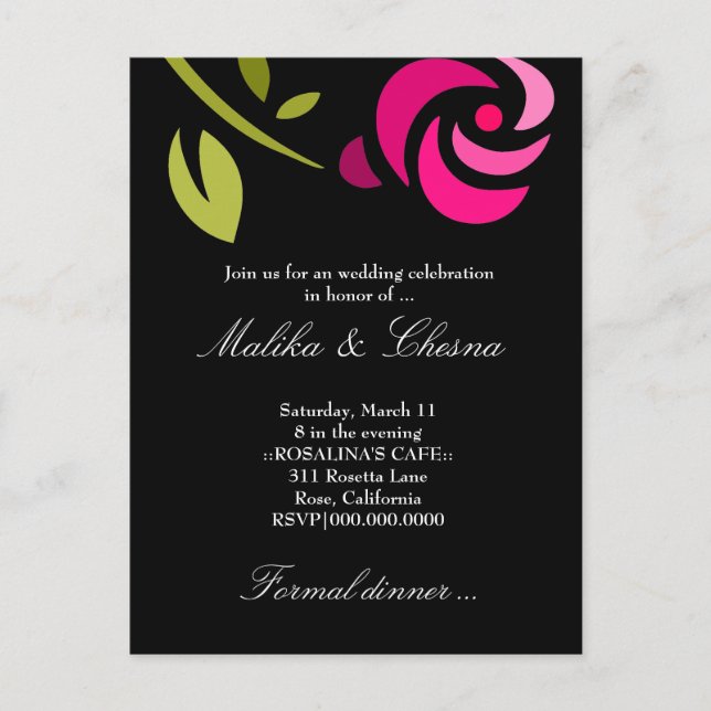 311-ELEGANT PINK ROSE INVITATION (Front)