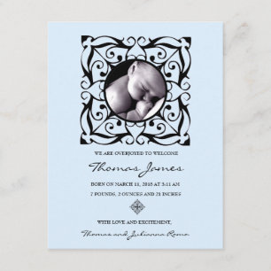 311 EMBELLISHED BABY BOY ANNOUNCEMENT