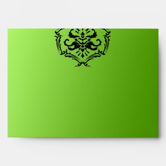 311-Exqusite Lime Black Damask Envelope 5x7 (Front)
