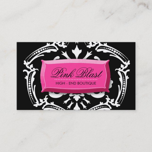 311 Exqusite Pink Blast Damask | Hott Pink Business Card (Front)