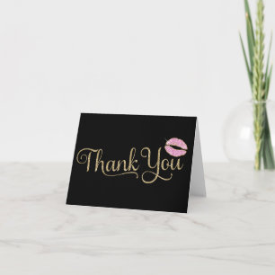 311 Faux Glitter Thank You 2 with Lips Card