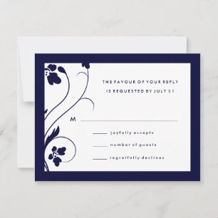 311-Floral High-Rise RSVP Midnight Blue & White Card