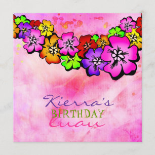 311 Flower Shower Lei Invitation   Pink Tye Dye
