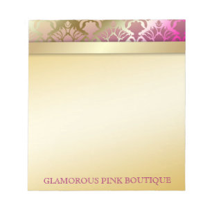 311 Glamourous Golden Pink Damask Notepad