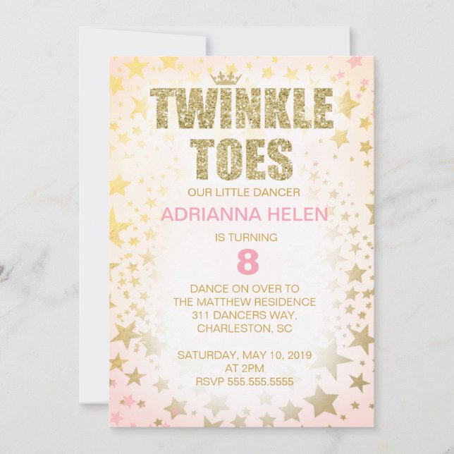 311 Glitter Twinkle Toes Dancer Invitation (Front)