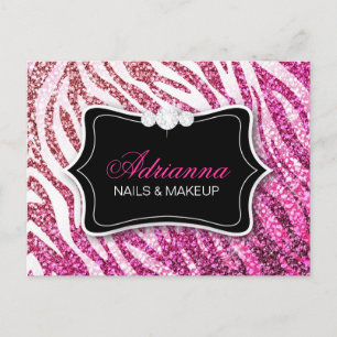 311 Glitter Zebra Pink Postcard
