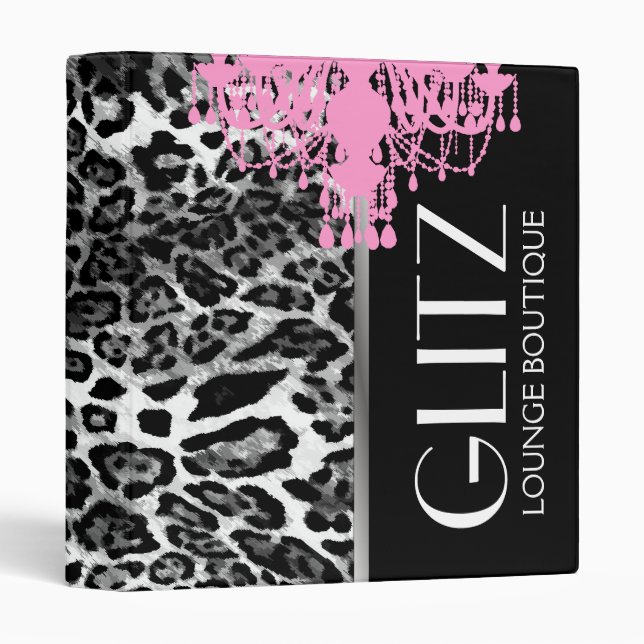 311 Glitz Boutique - Pink Chandelier Leopard Binder (Front/Spine)