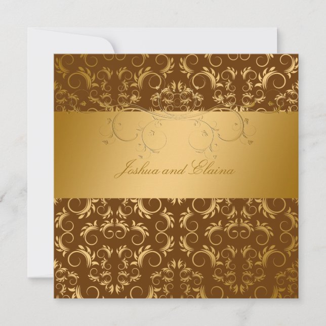 311-Golden diVine Chocolate Brown 5.25 x 5.25 Invitation (Front)
