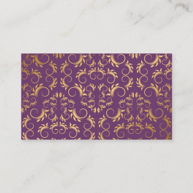 311-Golden diVine Eggplant Purple Place Card (Front)