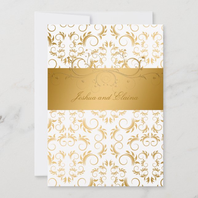 311-Golden diVine | White Delight Invitation (Front)