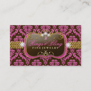 311 Golden Raspberry Chocolate Bling Damask Business Card