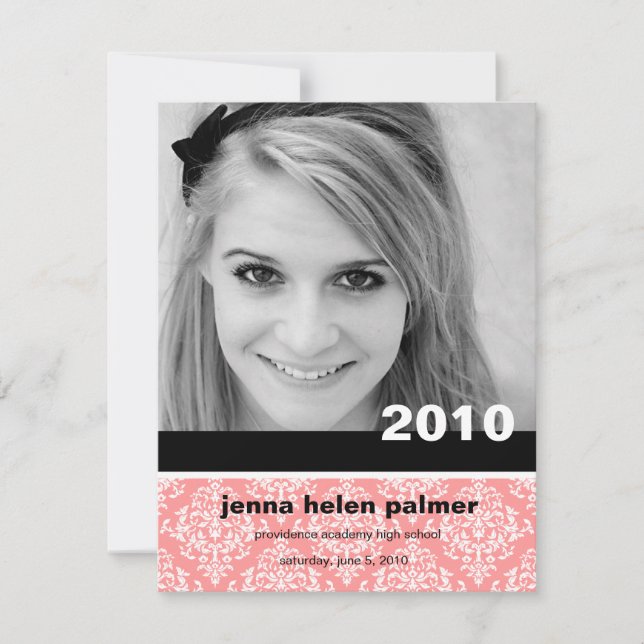 311-Graduation Damask Announcement | Invitation (Front)