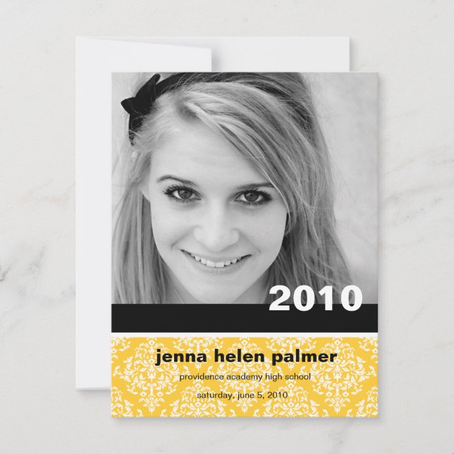 311-Graduation Damask Announcement | Invitation (Front)