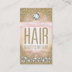 311 Hair Vintage Glam Gold Glitter Pink Appointment Card