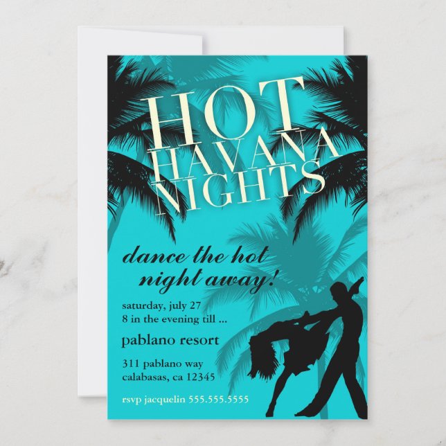 311 Hot Havana Nights Aqua Black Invite (Front)