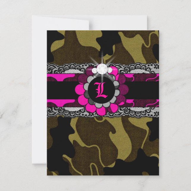 311-Hott Pink Camo Lingerie Shower Invitation (Front)
