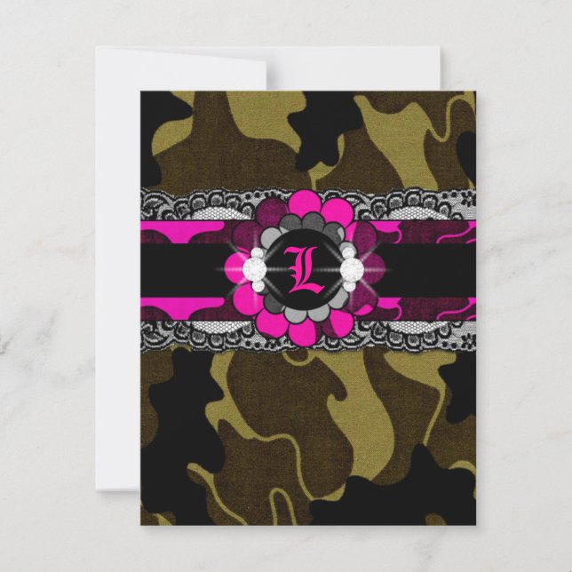 311-Hott Pink Camo Lingerie Shower Invitation (Front)
