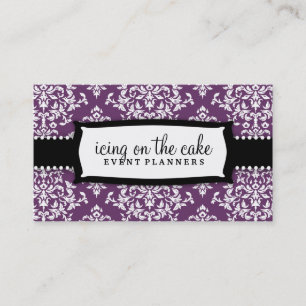 311-Icing on the Cake Purple - White Damask Business Card
