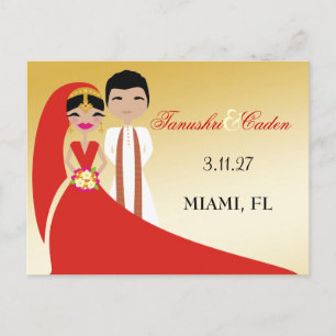 311 Indian Bride & Groom Announcement Postcard