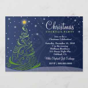 311 Invitation de Noël étoilé  Bleu