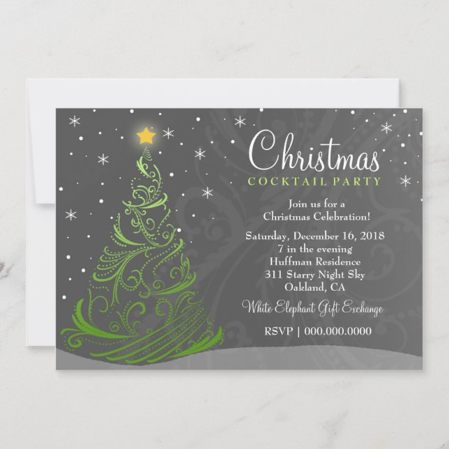 311 Invitation de Noël étoilé gris (Devant)
