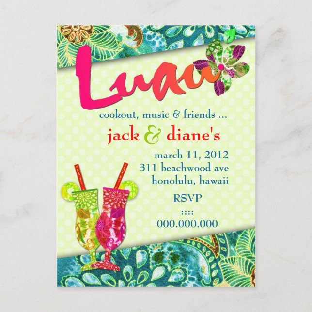 311 INVITATION LUAU ANIMÉE (Devant)