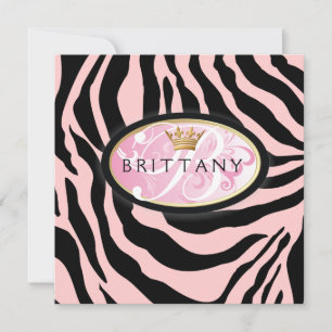 311-Iridescent Zebra - Pink on Pink Invitation