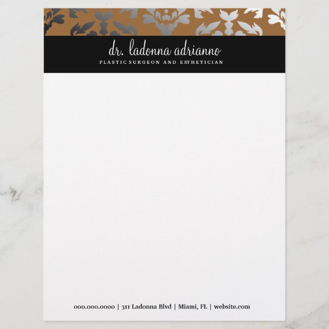 311 Ladonna Damask Bronze Letterhead (Front)