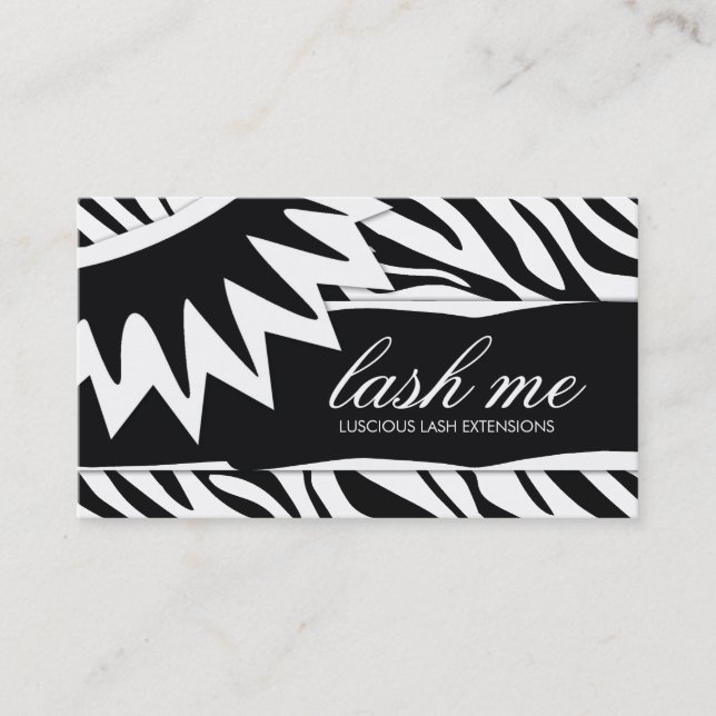 311-Lash Me | Zebra Stripes Business Card (Front)