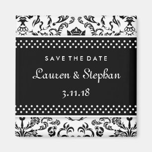 311-Lauren Damask Save the Date Black Magnet